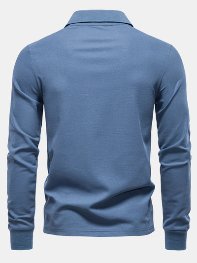 Hubert® | Long Sleeved Giraffe Embroidery Polo Shirt