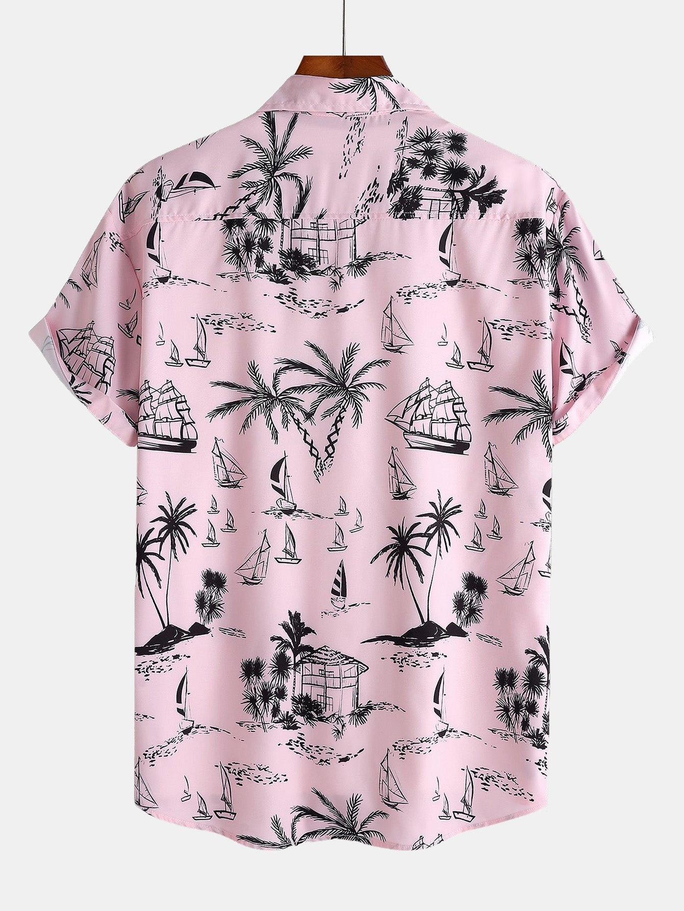 Hermes® | Palm Tree Sailboat Print Button Up Shirt & Swim Shorts