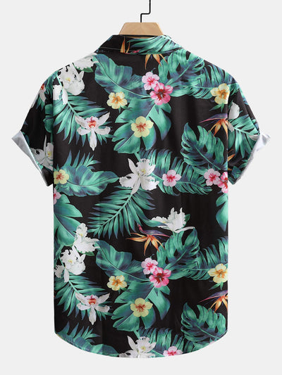 Íñigo® | Tropical Flowers Print Button Up Shirt