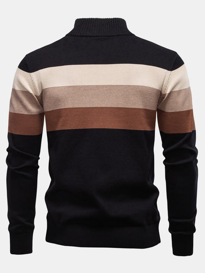 Gracián® | Contrast Stripe Quarter Zip Sweater