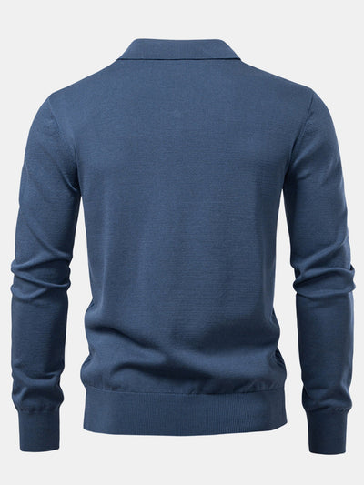 Hernán® | Long Sleeve V-Neck Knit Polo Shirt