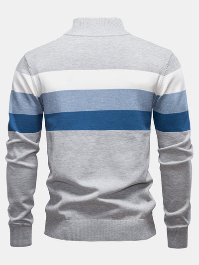 Gracián® | Contrast Stripe Quarter Zip Sweater