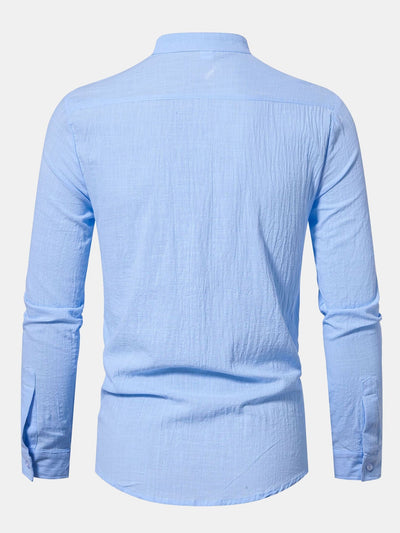 Ian® | Long Sleeved Textured Stand Collar Shirt