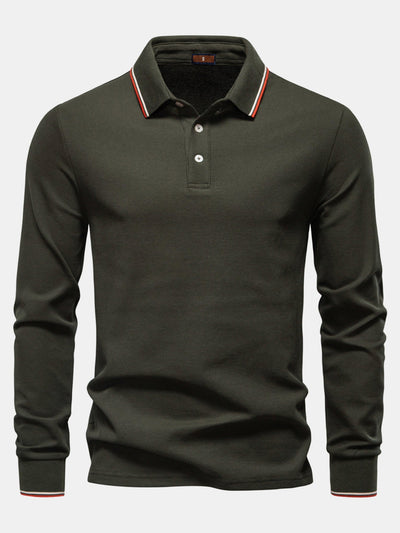 Vincent | Long Sleeved Contrast Polo Shirt
