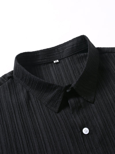 Ambrosius® | Wrinkled Texture Print Button Up Shirt