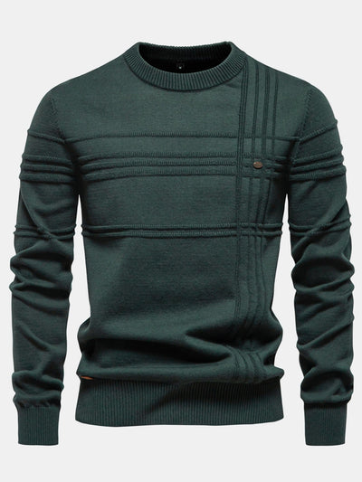 Gaudencio® | Striped Jacquard Crewneck Sweater