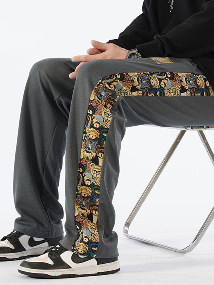 Adalberto® | Bear Print Patchwork Straight Leg Pants