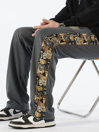 Adalberto® | Bear Print Patchwork Straight Leg Pants
