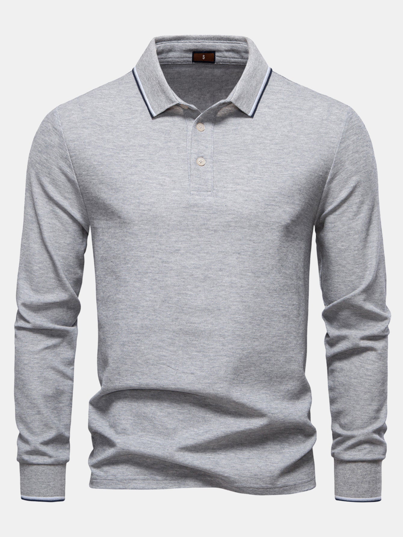 Vincent | Long Sleeved Contrast Polo Shirt