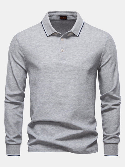Vincent | Long Sleeved Contrast Polo Shirt