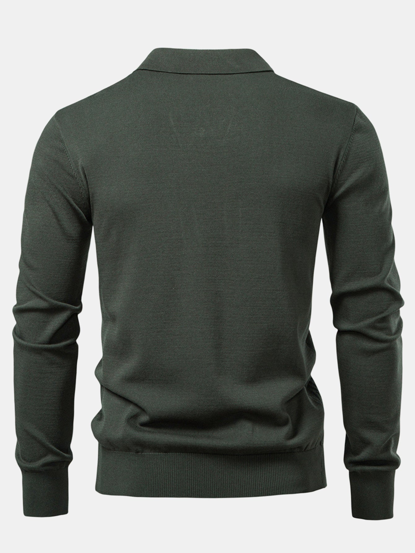 Thomas | Long Sleeve V-Neck Knit Polo Shirt