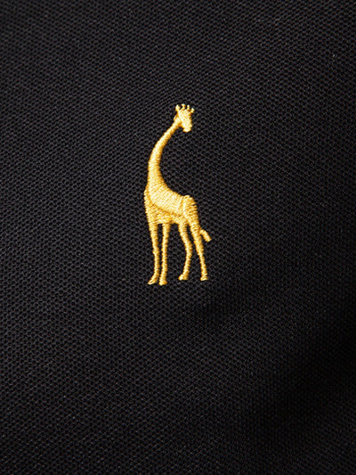 Hubert® | Long Sleeved Giraffe Embroidery Polo Shirt