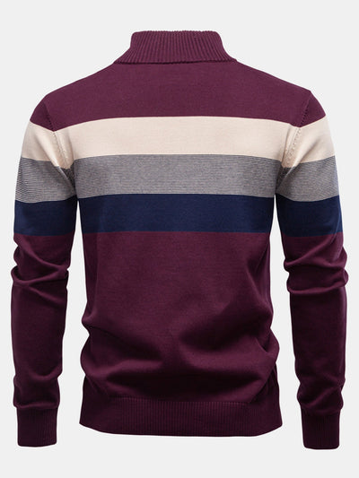 Gracián® | Contrast Stripe Quarter Zip Sweater