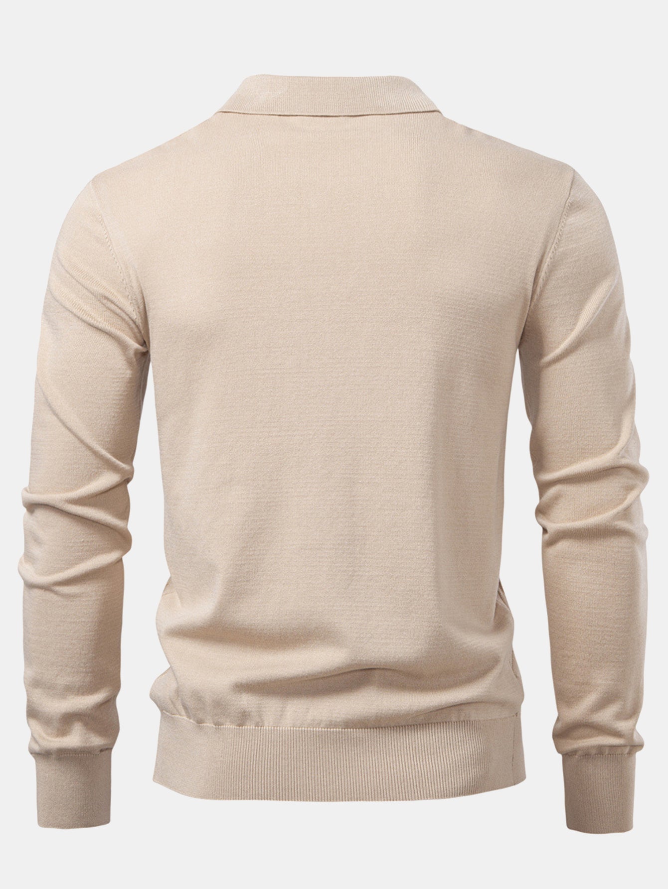 Thomas | Long Sleeve V-Neck Knit Polo Shirt