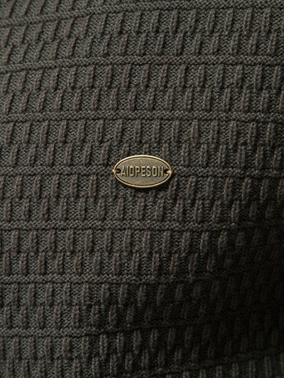 Dov® | Textured Stand Collar Button Up Sweater