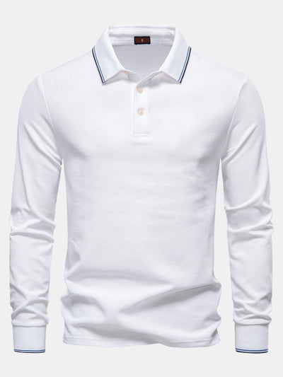 Vincent | Long Sleeved Contrast Polo Shirt