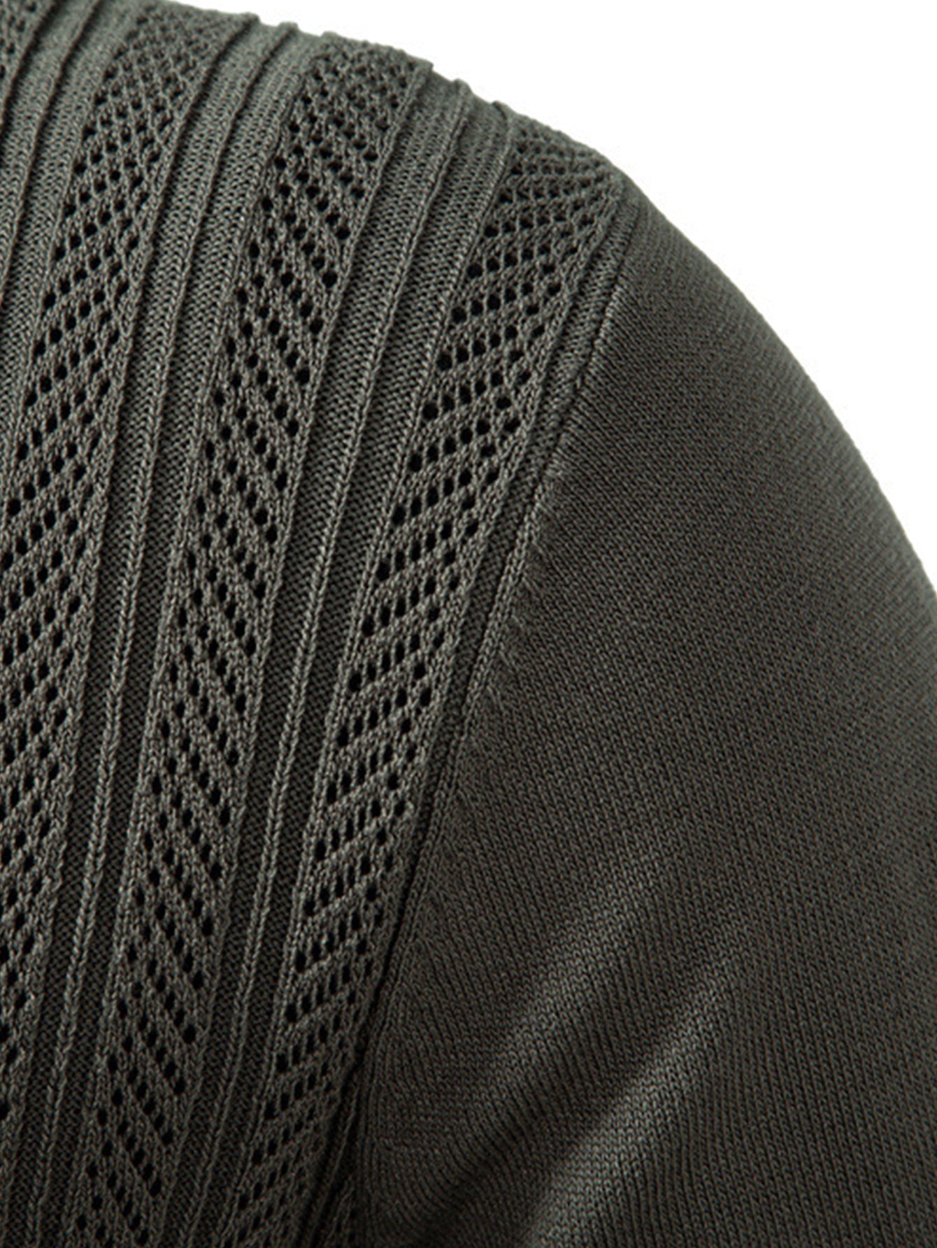Steven | Long Sleeved Knitted Geometric Jacquard Zippe Polo Shirt