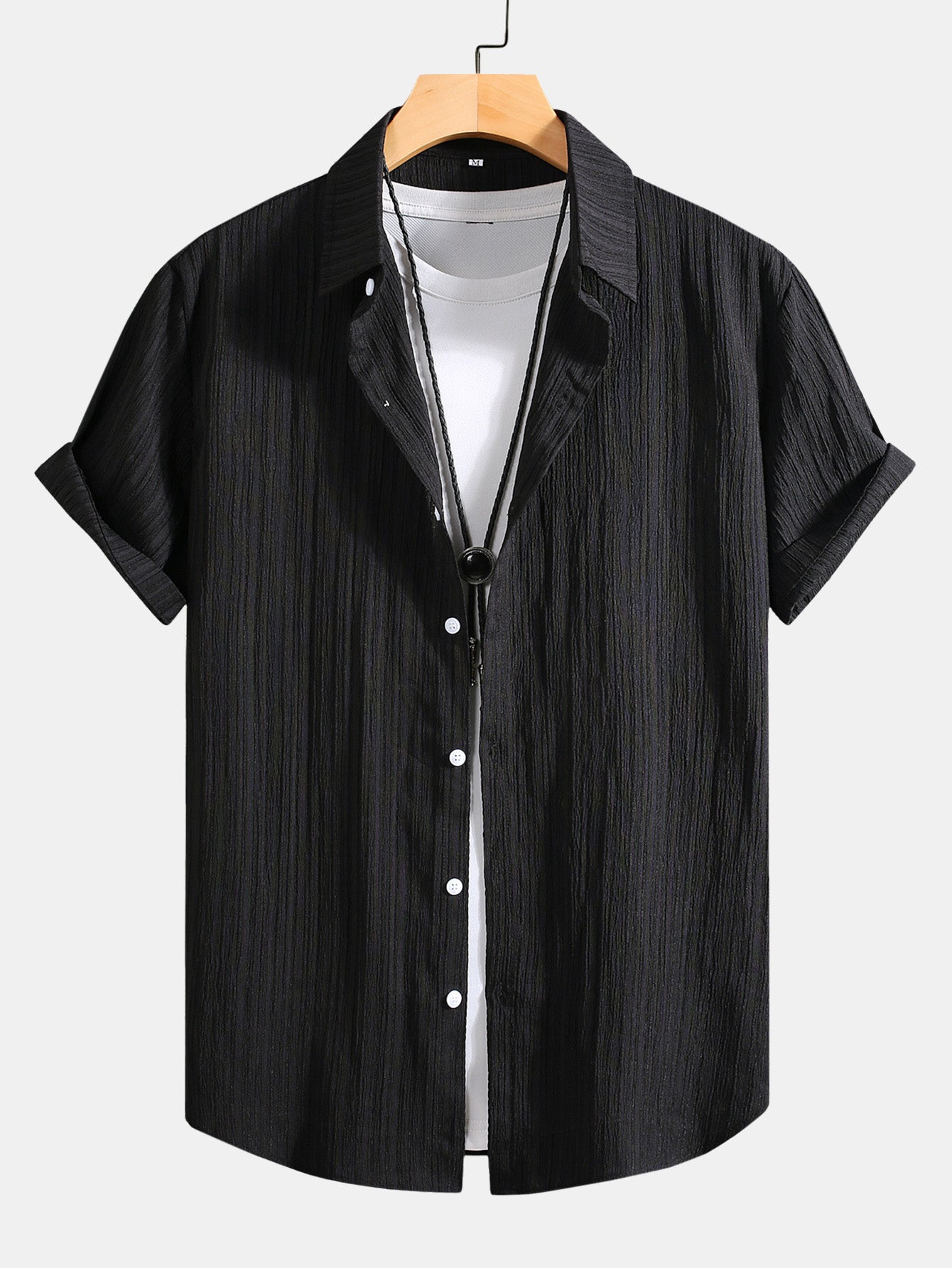 Ambrosius® | Wrinkled Texture Print Button Up Shirt