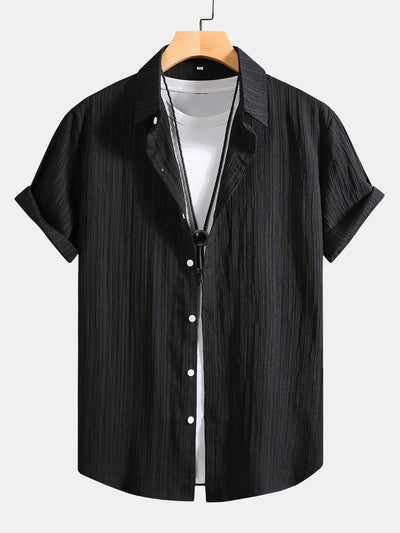 Ambrosius® | Wrinkled Texture Print Button Up Shirt