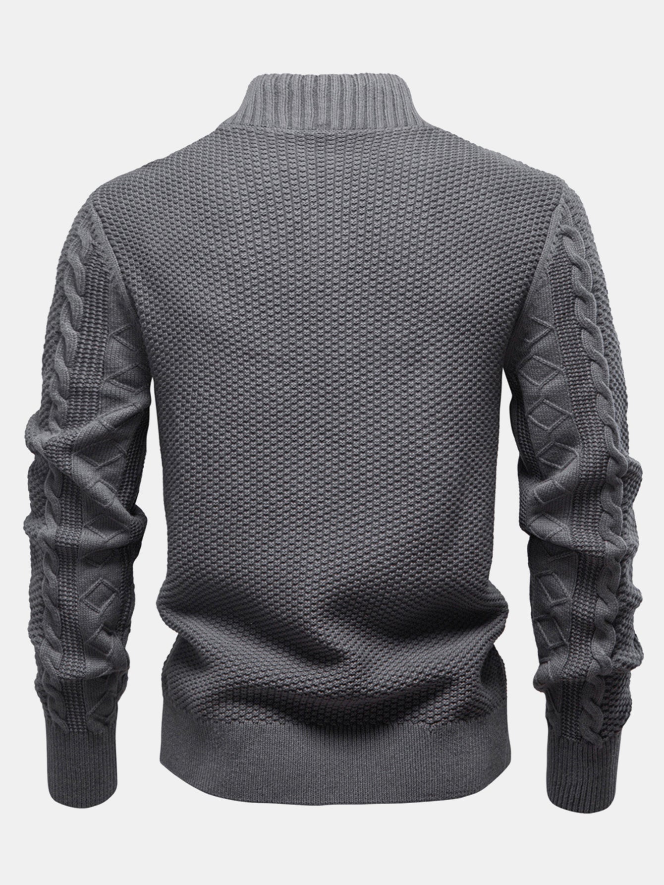 Eladio® | Twist Jacquard Zipper Stand Collar Sweater