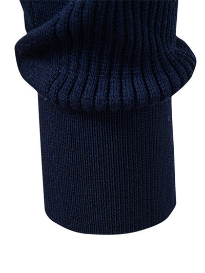 Higinio® | Long Sleeved Knitted Stripe Jacquard Polo Shirt