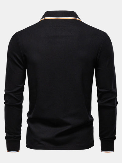 Vincent | Long Sleeved Contrast Polo Shirt