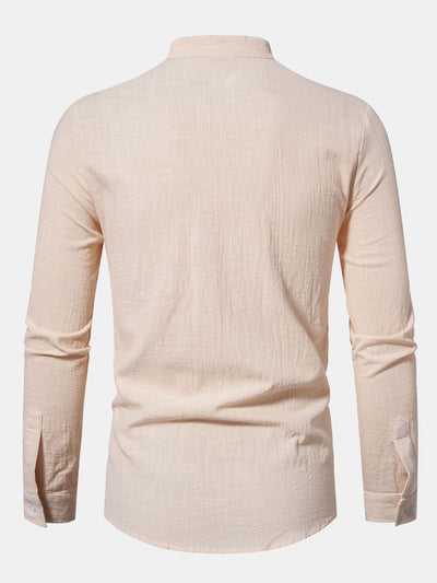 Ian® | Long Sleeved Textured Stand Collar Shirt