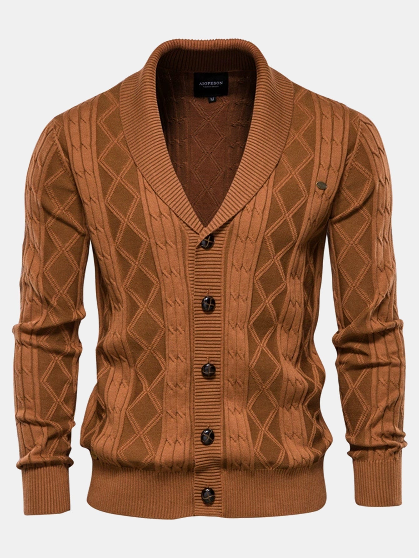 Donato® | Geometric Jacquard Shawl Collar Cardigan Sweater