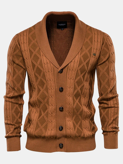 Donato® | Geometric Jacquard Shawl Collar Cardigan Sweater
