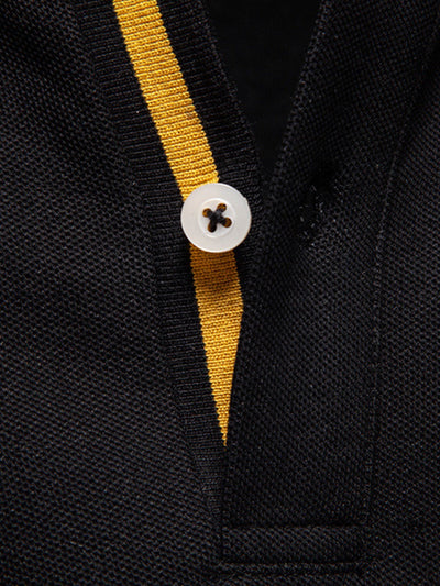 Hubert® | Long Sleeved Giraffe Embroidery Polo Shirt