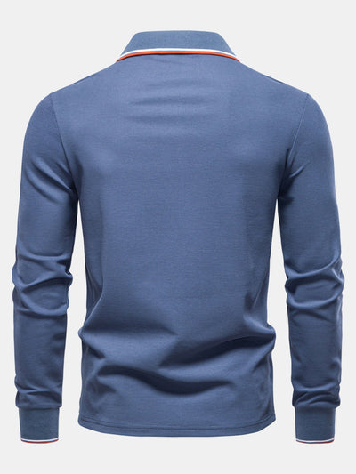 Vincent | Long Sleeved Contrast Polo Shirt