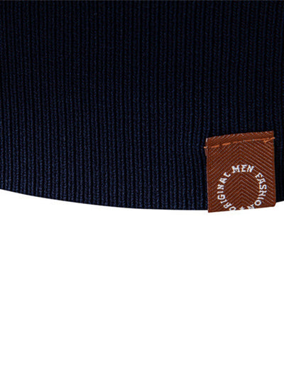 Higinio® | Long Sleeved Knitted Stripe Jacquard Polo Shirt