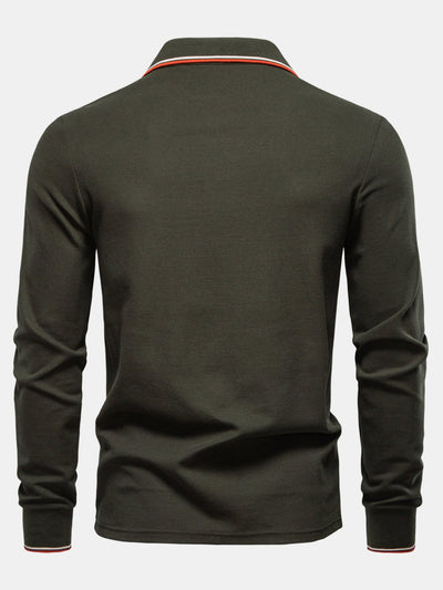 Vincent | Long Sleeved Contrast Polo Shirt