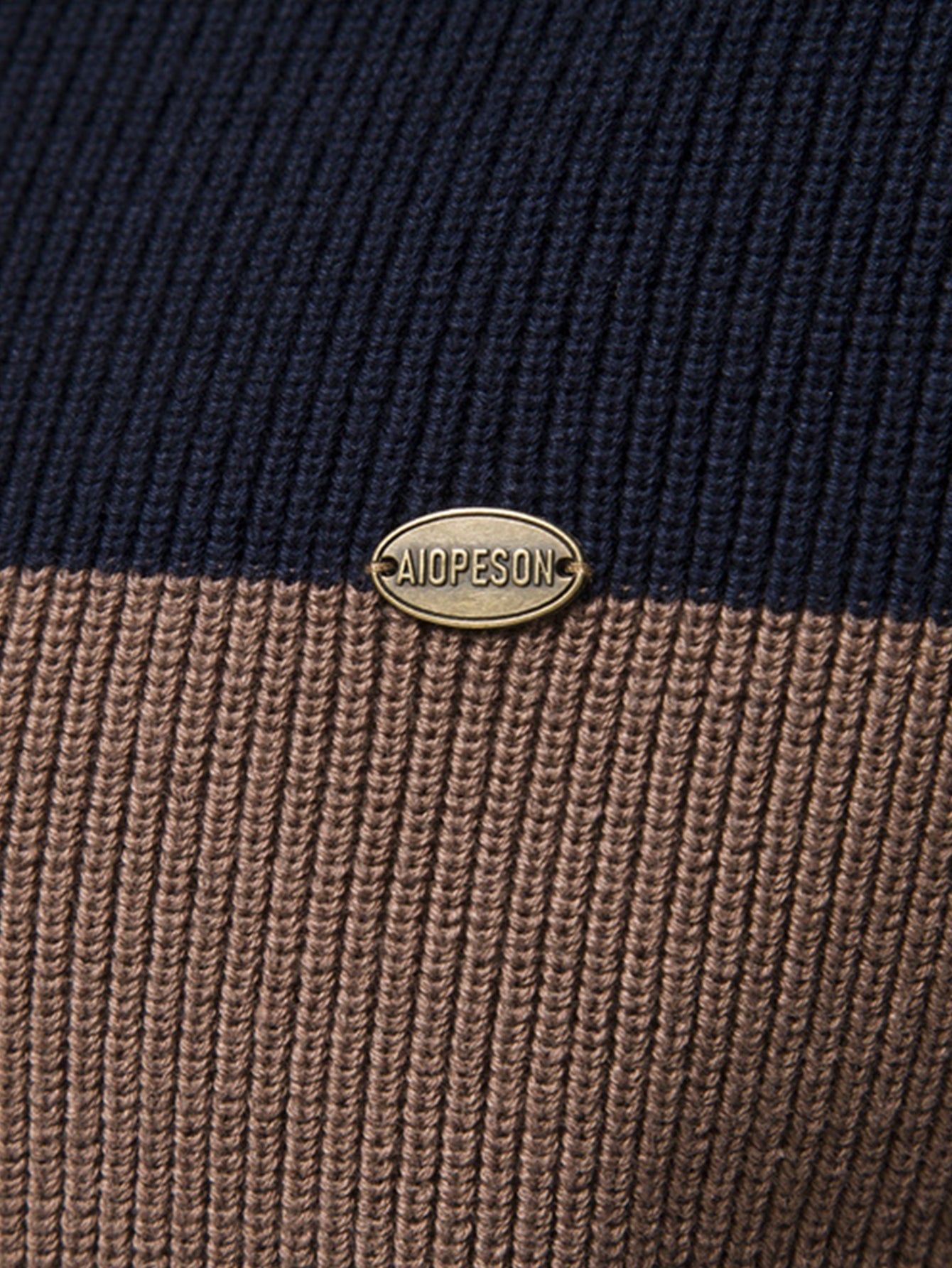 Dume® | Color Block Zipper Stand Collar Sweater