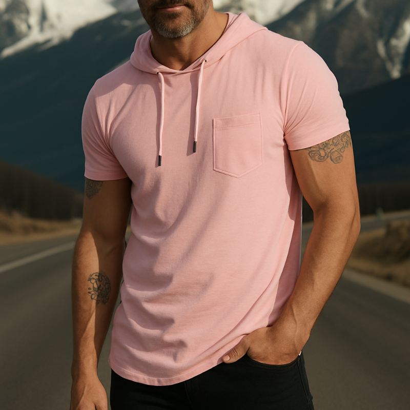 Edward | Men'S Retro Casual Cotton Hooded Short Sleeve T-Shirt