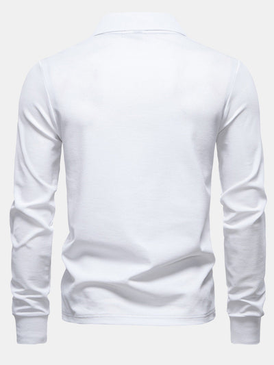 Hubert® | Long Sleeved Giraffe Embroidery Polo Shirt