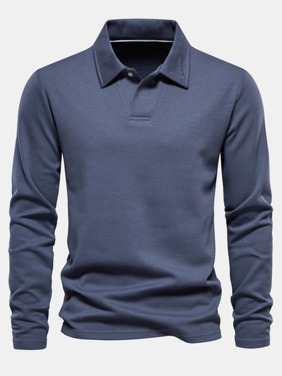 William | Long Sleeved V-Neck Polo Shirt