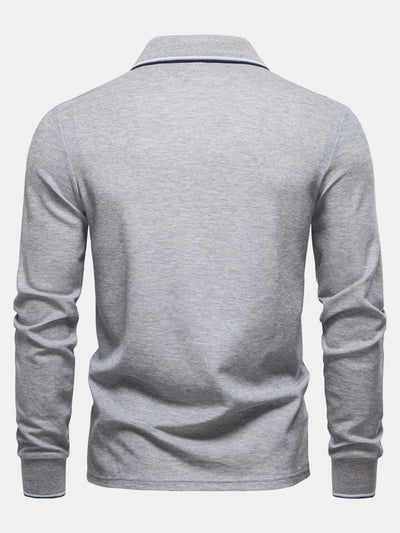 Vincent | Long Sleeved Contrast Polo Shirt