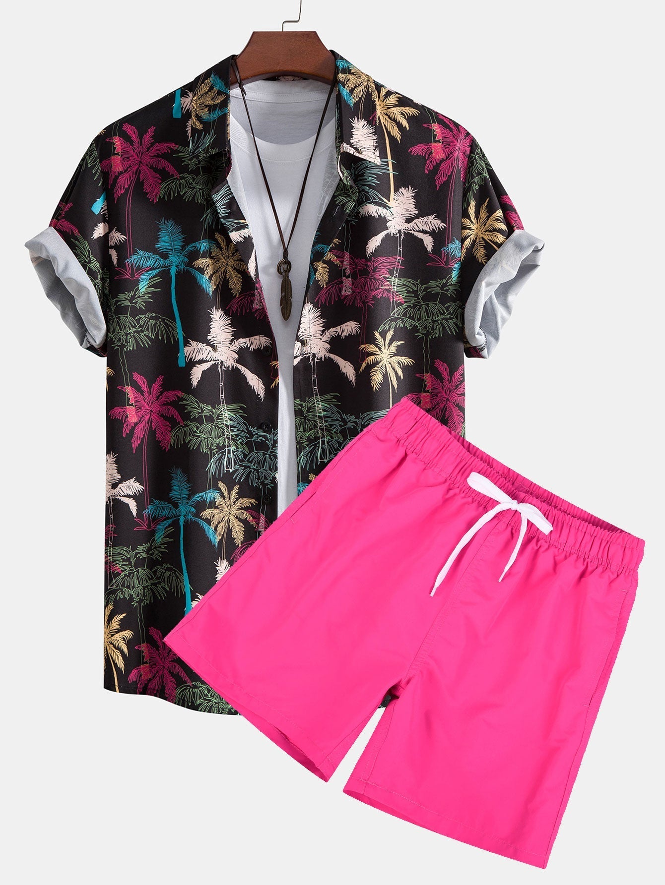 Osvaldo® | Palm Tree Print Button Up Shirt & Swim Shorts