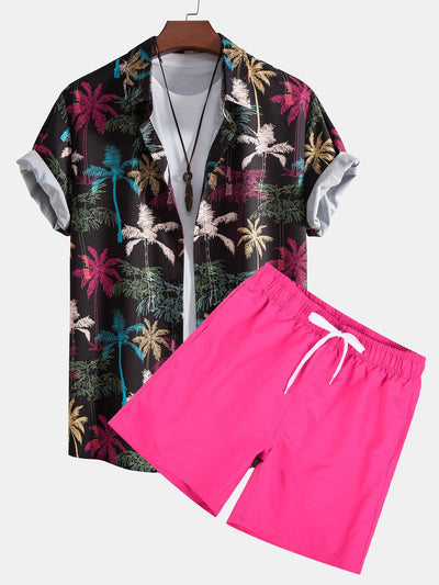 Osvaldo® | Palm Tree Print Button Up Shirt & Swim Shorts