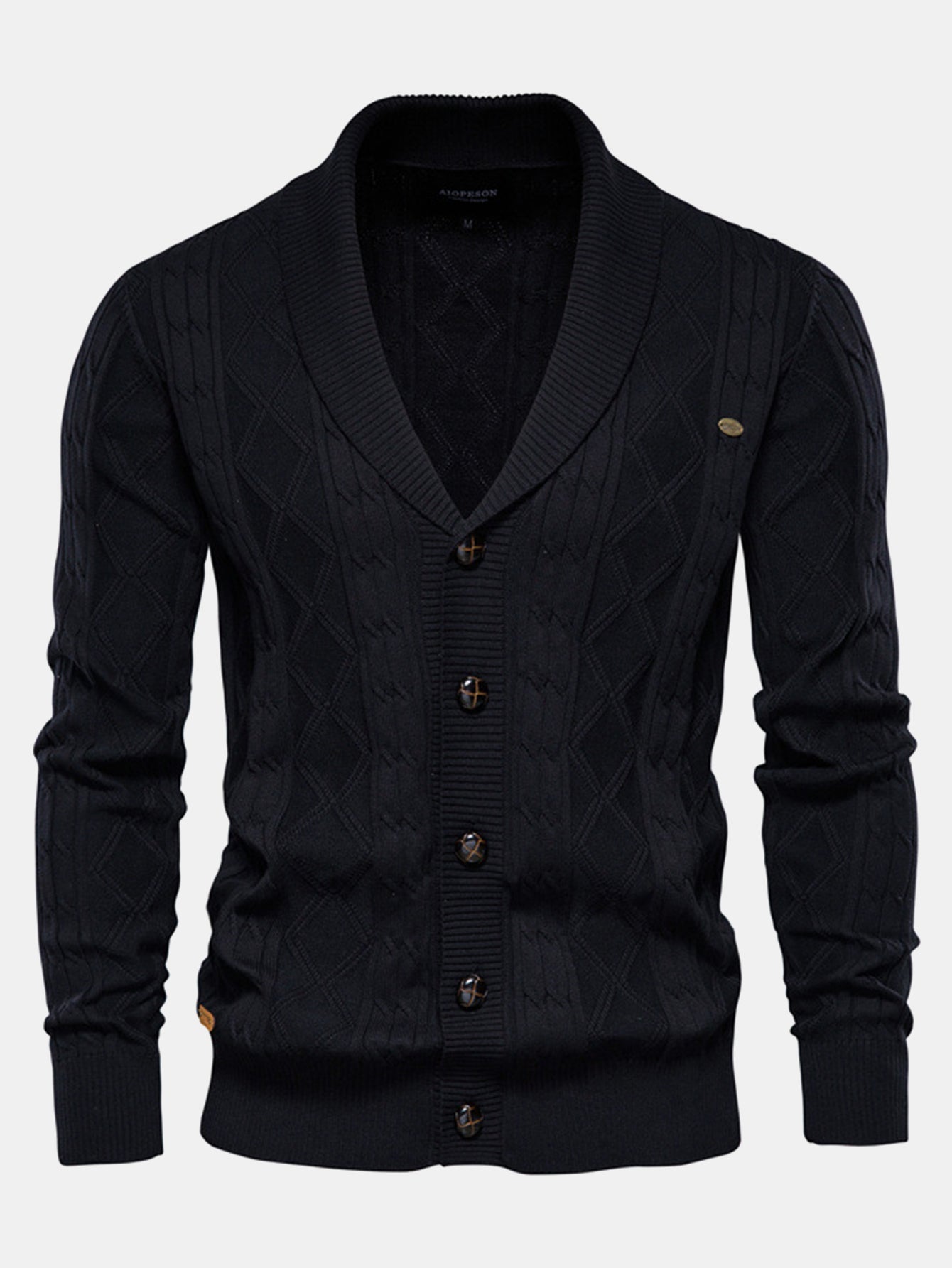 Donato® | Geometric Jacquard Shawl Collar Cardigan Sweater