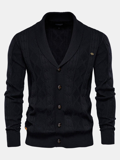 Donato® | Geometric Jacquard Shawl Collar Cardigan Sweater