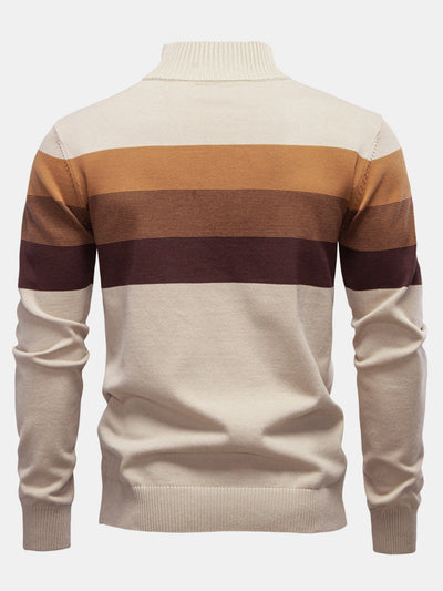 Gracián® | Contrast Stripe Quarter Zip Sweater