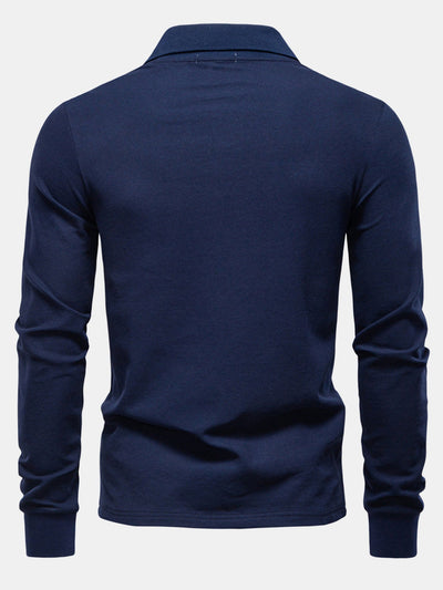 Hubert® | Long Sleeved Giraffe Embroidery Polo Shirt