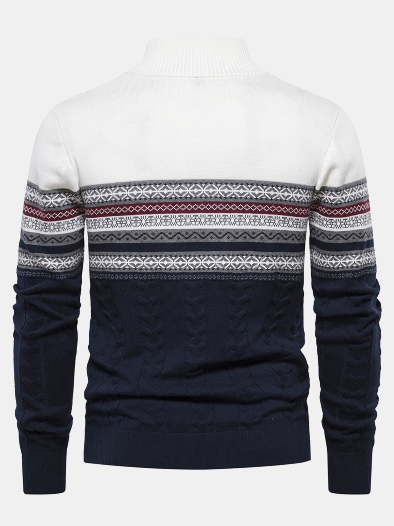 Hanibal® | Contrast Geometric Jacquard Quarter-Zip Sweater