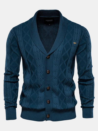 Donato® | Geometric Jacquard Shawl Collar Cardigan Sweater