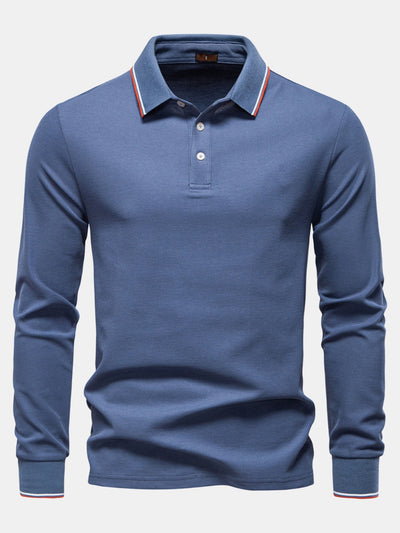 Vincent | Long Sleeved Contrast Polo Shirt