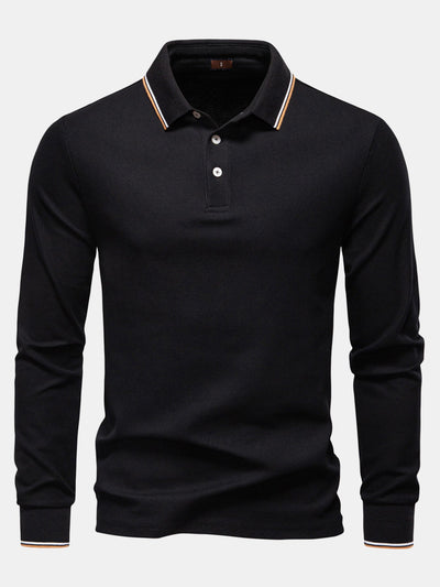 Vincent | Long Sleeved Contrast Polo Shirt