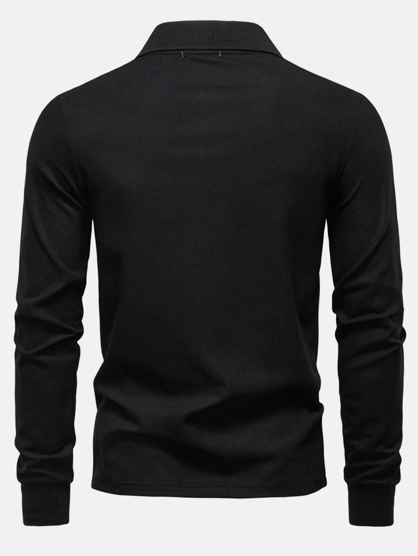 Hubert® | Long Sleeved Giraffe Embroidery Polo Shirt