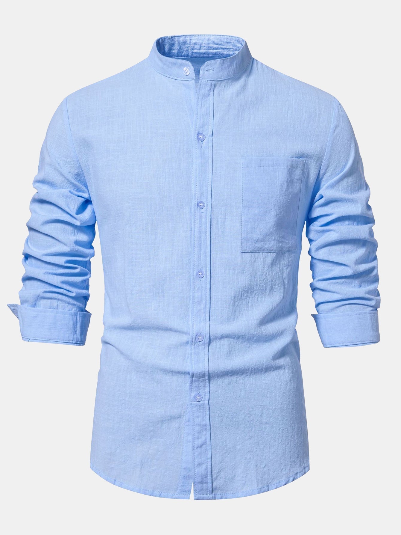 Ian® | Long Sleeved Textured Stand Collar Shirt